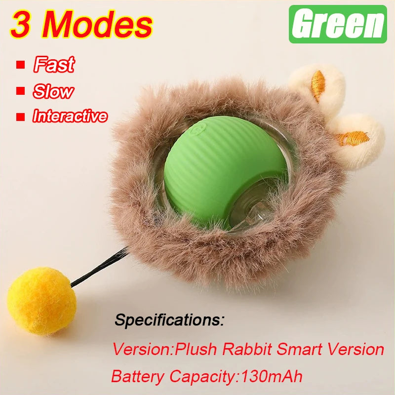 Rechargeable Smart Cat Ball Toy β Auto Rolling, Faux Tail, USB Type-C Interactive Play