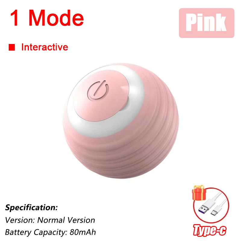 Rechargeable Smart Cat Ball Toy β Auto Rolling, Faux Tail, USB Type-C Interactive Play