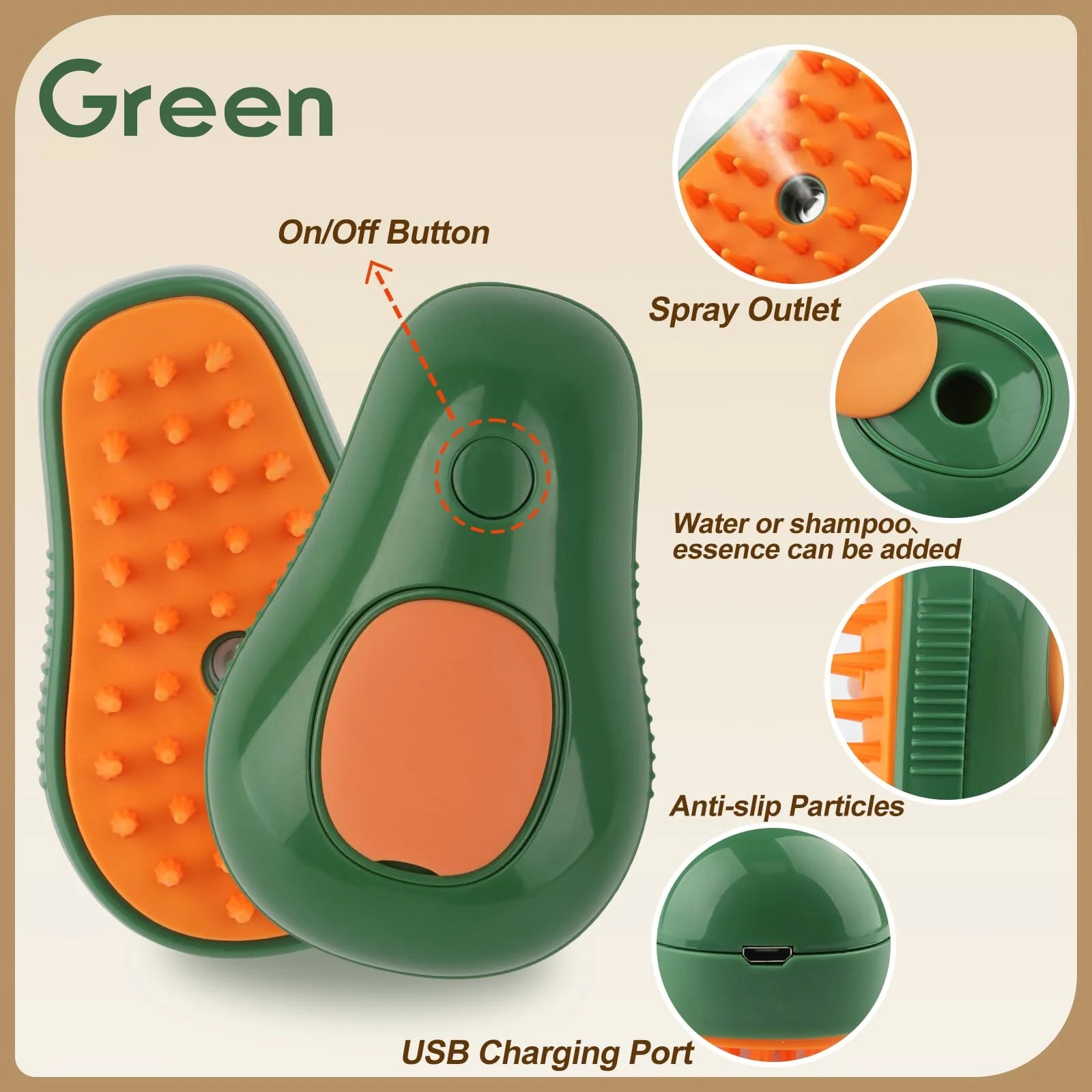 3-in-1 Pet Grooming Brush – Steam Spray, Hair Removal & Massage for Cats & Dogs (USB Rechargeable)