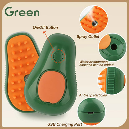 3-in-1 Pet Grooming Brush – Steam Spray, Hair Removal & Massage for Cats & Dogs (USB Rechargeable)