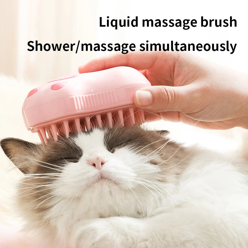3-in-1 Pet Grooming Brush – Steam Spray, Hair Removal & Massage for Cats & Dogs (USB Rechargeable)