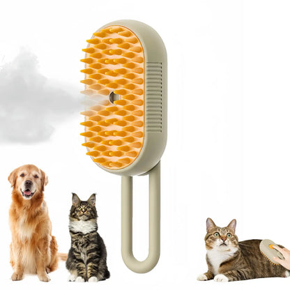 3-in-1 Pet Grooming Brush – Steam Spray, Hair Removal & Massage for Cats & Dogs (USB Rechargeable)
