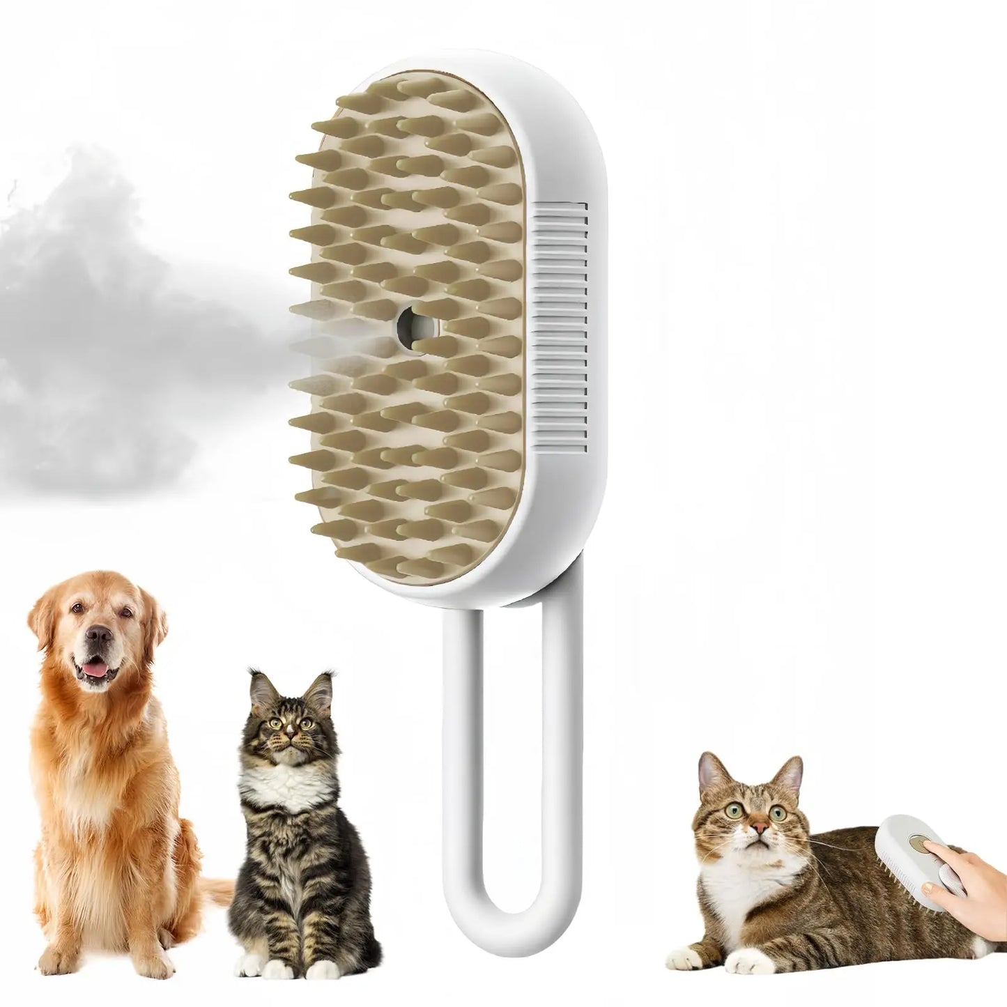 3-in-1 Pet Grooming Brush – Steam Spray, Hair Removal & Massage for Cats & Dogs (USB Rechargeable)