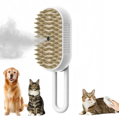 3-in-1 Pet Grooming Brush – Steam Spray, Hair Removal & Massage for Cats & Dogs (USB Rechargeable)
