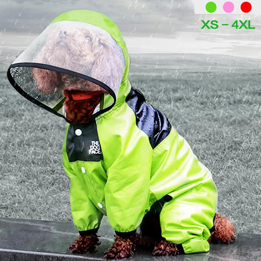 Reflective Waterproof Dog Raincoat Jumpsuit – Full-Body Pet Coat for Rain & Snow (XS–4XL)