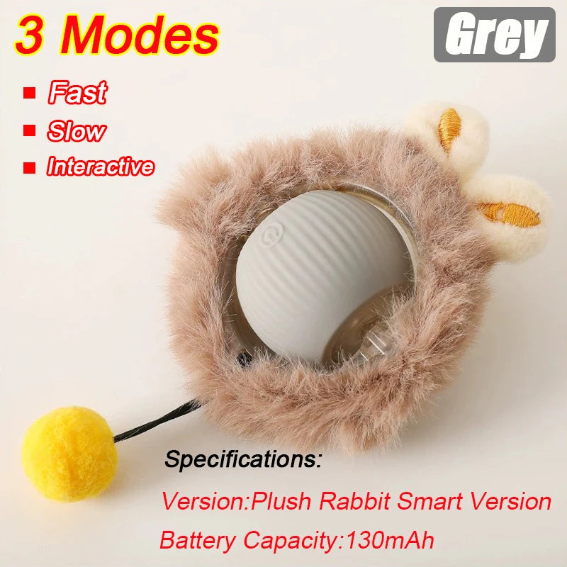 Rechargeable Smart Cat Ball Toy – Auto Rolling, Faux Tail, USB Type-C Interactive Play