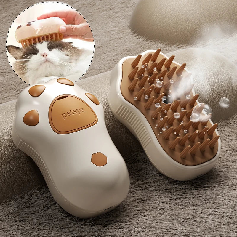 3-in-1 Pet Grooming Brush – Steam Spray, Hair Removal & Massage for Cats & Dogs (USB Rechargeable)