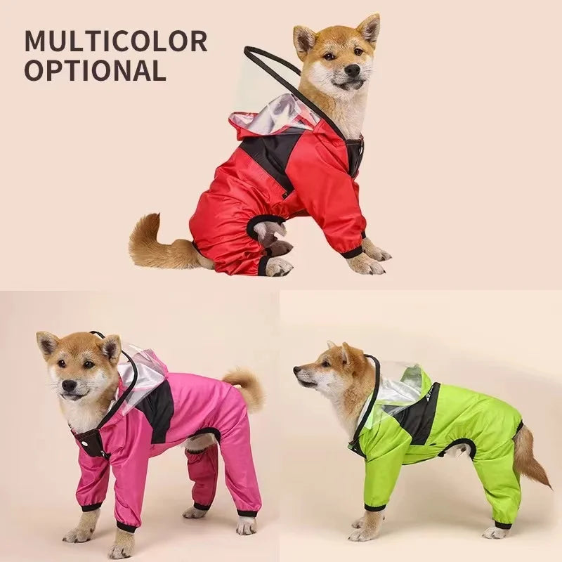 Reflective Waterproof Dog Raincoat Jumpsuit – Full-Body Pet Coat for Rain & Snow (XS–4XL)